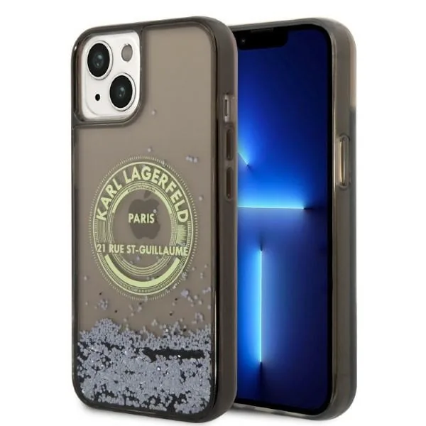 Kryt Karl Lagerfeld KLHCP14SLCRSGRK Apple iPhone 14 black hardcase Liquid Glitter RSG