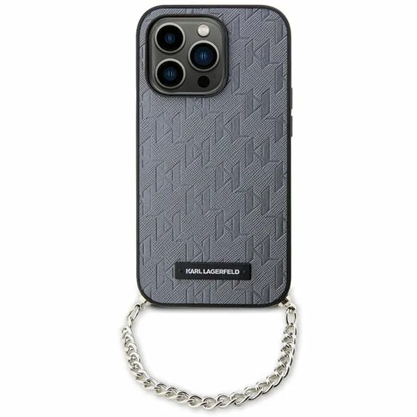Kryt Karl Lagerfeld KLHCP14SSACKLHPG iPhone 14 6.1" barva stříbrná hardcase Saffiano Monogram Chain