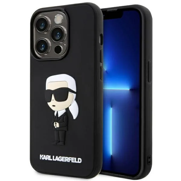Kryt Karl Lagerfeld KLHCP14X3DRKINK Apple iPhone 14 Pro Max black hardcase Rubber Ikonik 3D