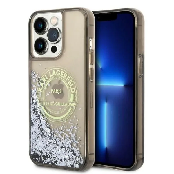 Kryt Karl Lagerfeld KLHCP14XLCRSGRK Apple iPhone 14 Pro Max black hardcase Liquid Glitter RSG