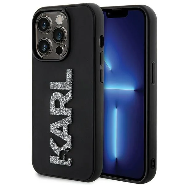 Kryt Karl Lagerfeld KLHCP15L3DMBKCK Apple iPhone 15 Pro hardcase 3D Rubber Glitter Logo black