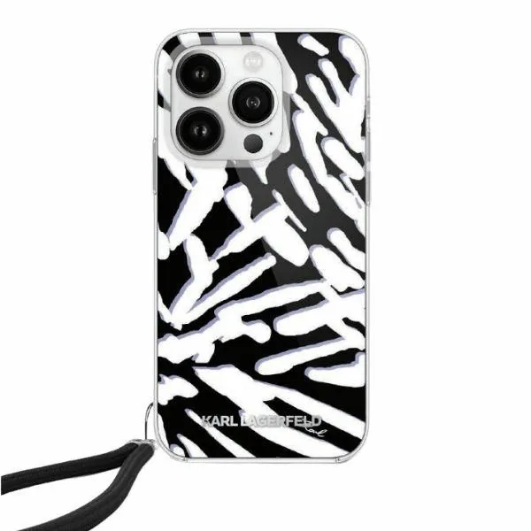 Kryt Karl Lagerfeld KLHCP15LHZBPKCCK Apple iPhone 15 Pro hardcase IML Zebra Pattern & Cord black