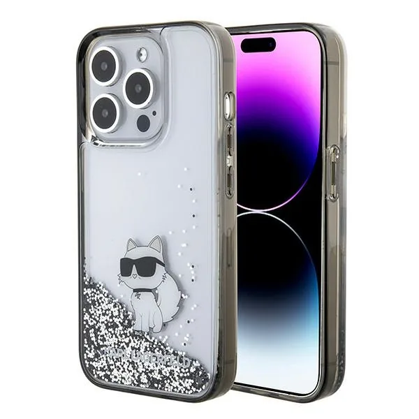 Kryt Karl Lagerfeld KLHCP15LLKCNSK Apple iPhone 15 Pro hardcase Liquid Glitter Choupette transparent