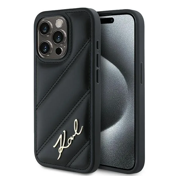 Kryt Karl Lagerfeld KLHCP15LPQDSMGK Apple iPhone 15 Pro hardcase Diagonal Quilted Script black