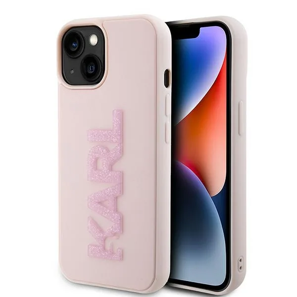Kryt Karl Lagerfeld KLHCP15M3DMBKCP Apple iPhone 15 Plus / 14 Plus hardcase 3D Rubber Glitter Logo pink