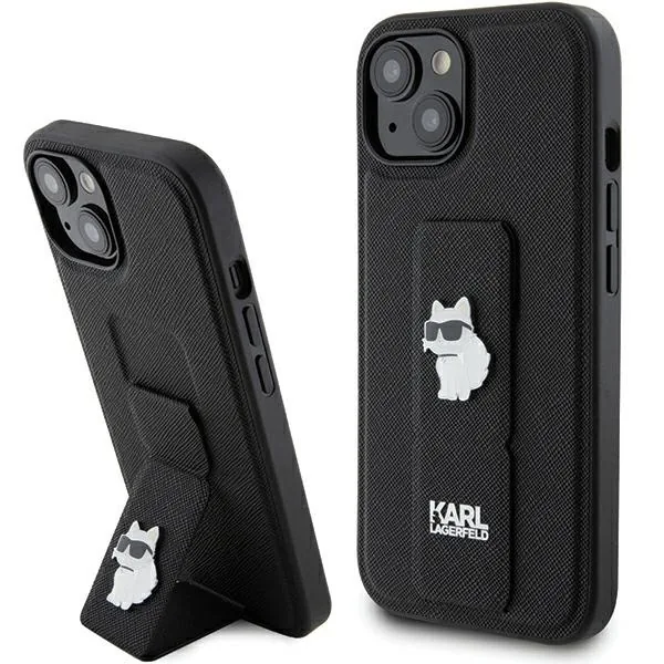 Kryt Karl Lagerfeld KLHCP15SGSACHPK iPhone 15 barva černá hardcase Gripstand Saffiano Choupette Pins