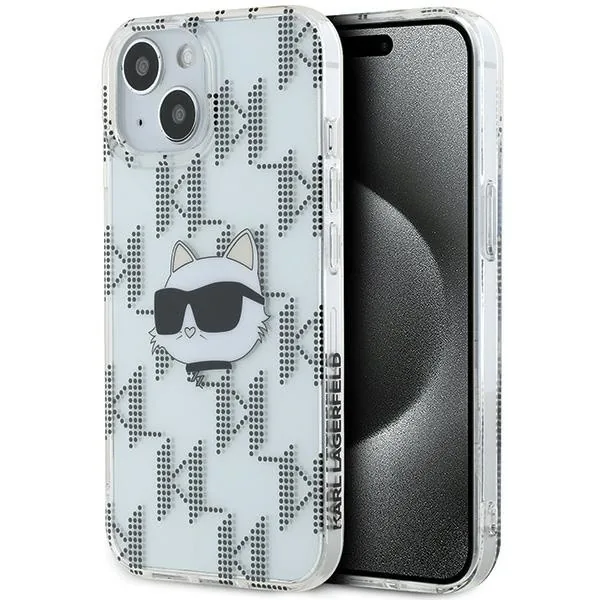 Kryt Karl Lagerfeld KLHCP15SHKLPCHT Apple iPhone 15 / 14 / 13 hardcase IML Choupette Head & Monogram transparent