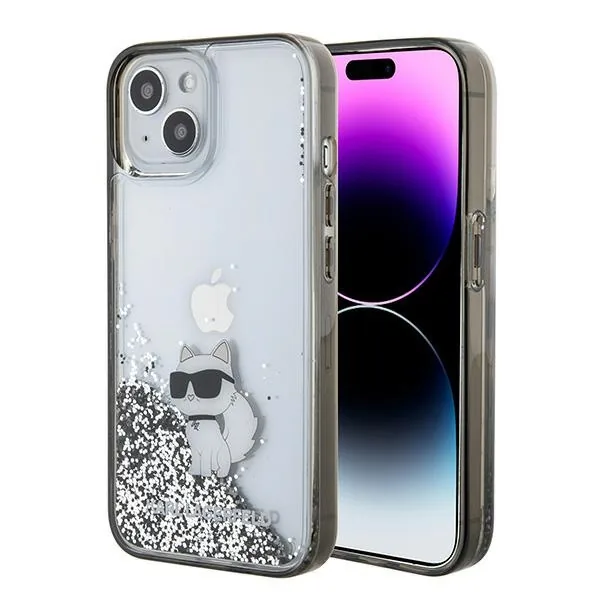 Kryt Karl Lagerfeld KLHCP15SLKCNSK Apple iPhone 15 hardcase Liquid Glitter Choupette transparent