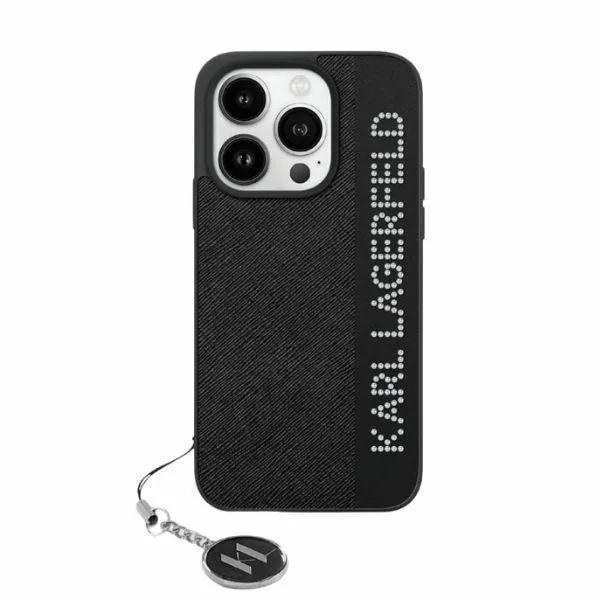 Kryt Karl Lagerfeld KLHCP15SPSAKDGCK Apple iPhone 15 / 14 / 13 hardcase Saffiano Rhinestones & Charm black