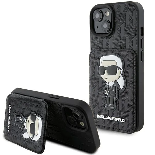 Kryt Karl Lagerfeld KLHCP15SSAKKNSCK Apple iPhone 15 hardcase Saffiano Monogram Ikonik Patch black