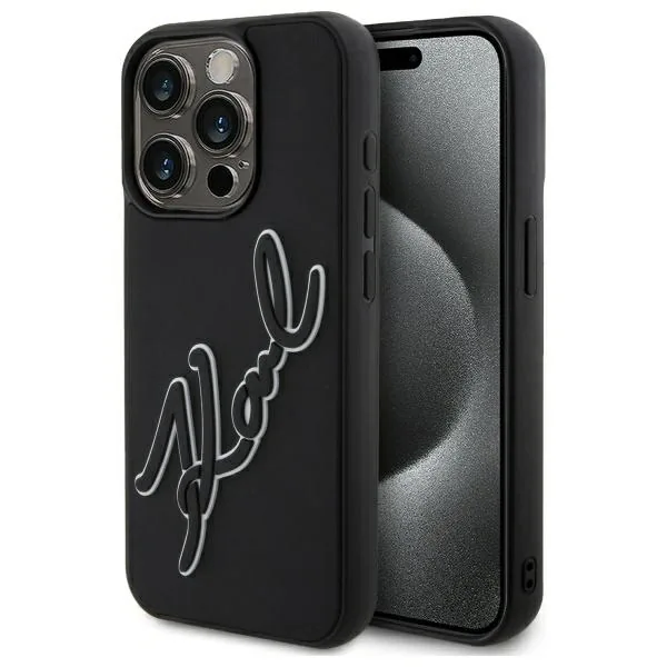 Kryt Karl Lagerfeld KLHCP15X3DRKSDLK Apple iPhone 15 Pro Max hardcase 3D Rubber Signature black