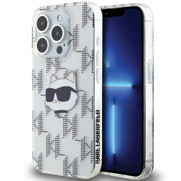 Kryt Karl Lagerfeld KLHCP15XHKLPCHT Apple iPhone 15 Pro Max hardcase IML Choupette Head & Monogram transparent