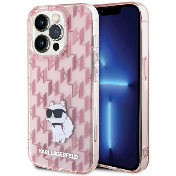 Kryt Karl Lagerfeld KLHCP15XHNCMKLP Apple iPhone 15 Pro Max hardcase Monogram Choupette pink