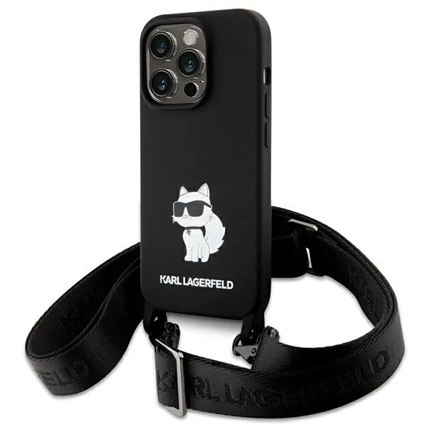 Kryt Karl Lagerfeld KLHCP15XSCBSCNK Apple iPhone 15 Pro Max hardcase Crossbody Silicone Choupette black