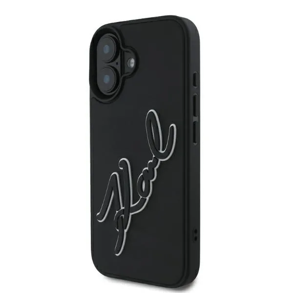Kryt Karl Lagerfeld KLHCP16S3DRKSDLK Apple iPhone 16 hardcase 3D Rubber Signature black