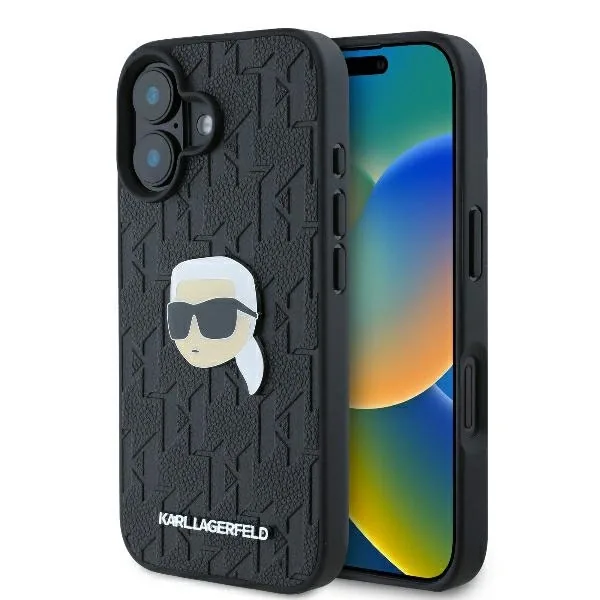 Kryt Karl Lagerfeld KLHCP16SPGKLKIPK Apple iPhone 16 hardcase Monogram Karl Head Pin black