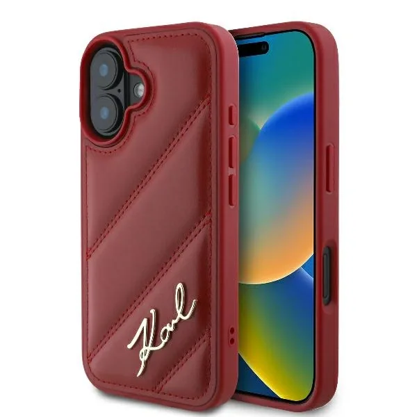 Kryt Karl Lagerfeld KLHCP16SPQDSMGR Apple iPhone 16 hardcase Quilted Signature red