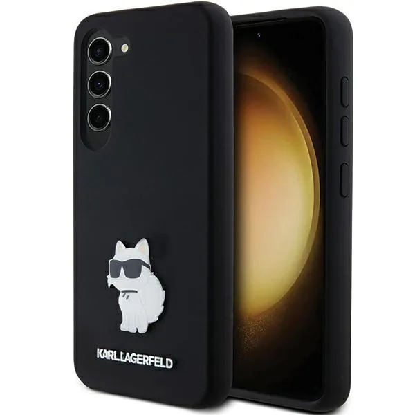 Kryt Karl Lagerfeld KLHCS23SSMHCNPK Samsung Galaxy S23 hardcase Silicone Choupette Metal Pin black