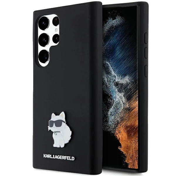 Kryt Karl Lagerfeld KLHCS24LSMHCNPK Samsung Galaxy S24 Ultra hardcase Silicone Choupette Metal Pin black