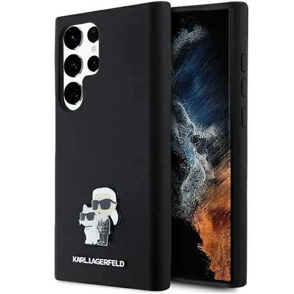 Kryt Karl Lagerfeld KLHCS24LSMHKCNPK Samsung Galaxy S24 Ultra hardcase Silicone Karl&Choupette Metal Pin black