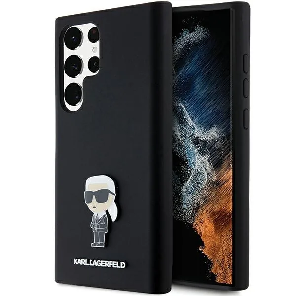 Kryt Karl Lagerfeld KLHCS24LSMHKNPK Samsung Galaxy S24 Ultra Silicone Ikonik Metal Pin black
