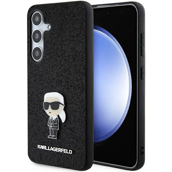 Kryt Karl Lagerfeld KLHCS24MGKNPSK Samsung Galaxy S24+ Plus hardcase Fixed Glitter Ikonik Logo Metal Pin black