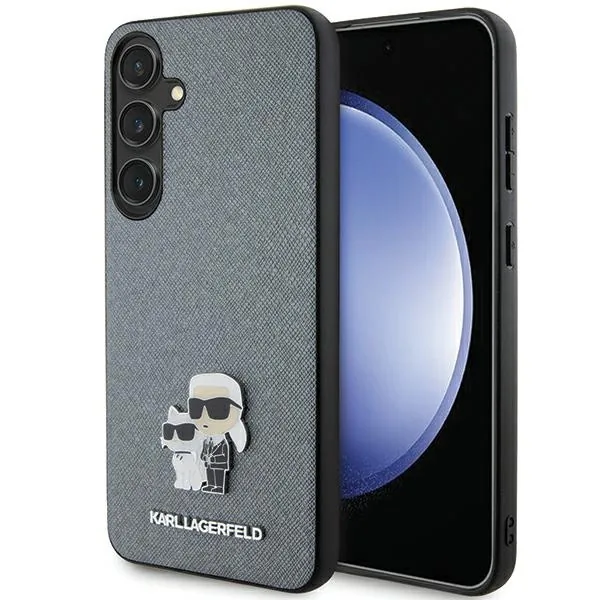 Kryt Karl Lagerfeld KLHCS24SPSAKCMPG Samsung Galaxy S24 hardcase Saffiano Karl & Choupette Metal Pin grey