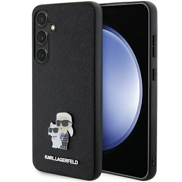 Kryt Karl Lagerfeld KLHCS24SPSAKCMPK Samsung Galaxy S24 hardcase Saffiano Karl & Choupette Metal Pin black
