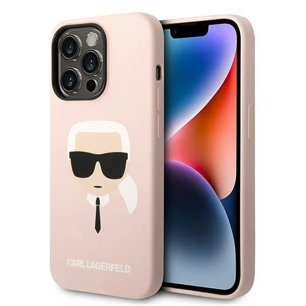 Kryt Karl Lagerfeld KLHMP14LSLKHLP Apple iPhone 14 Pro hardcase light pink Silicone Karl`s Head Magsafe