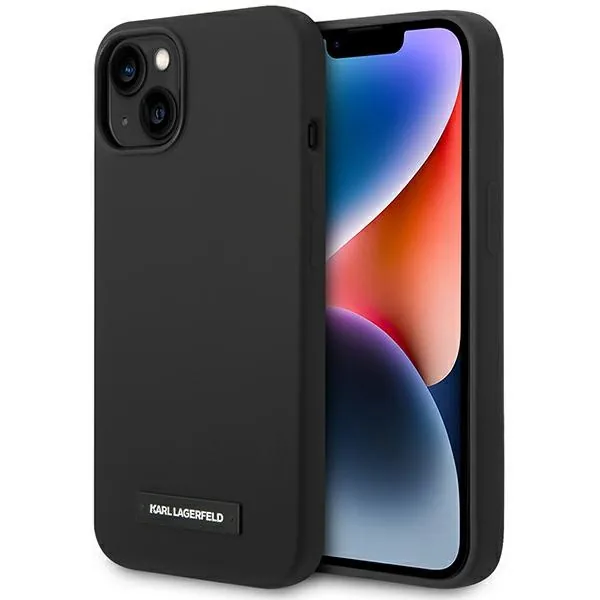 Kryt Karl Lagerfeld KLHMP14MSLMP1K Apple iPhone 14 Plus / 15 Plus hardcase black Silicone Plaque Magsafe