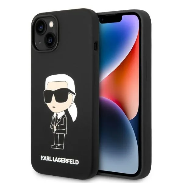 Kryt Karl Lagerfeld KLHMP14MSNIKBCKApple iPhone 14 Plus / 15 Plus hardcase black Silicone Ikonik Magsafe