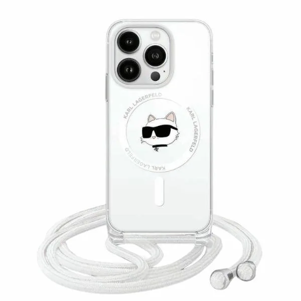 Kryt Karl Lagerfeld KLHMP14XHCCHNT Apple iPhone 14 Pro Max hardcase IML Choupette Head & Cord Magsafe transparent
