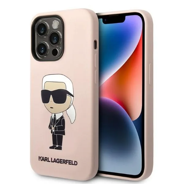 Kryt Karl Lagerfeld KLHMP14XSNIKBCP Apple iPhone 14 Pro Max hardcase pink Silicone NFT Ikonik Magsafe
