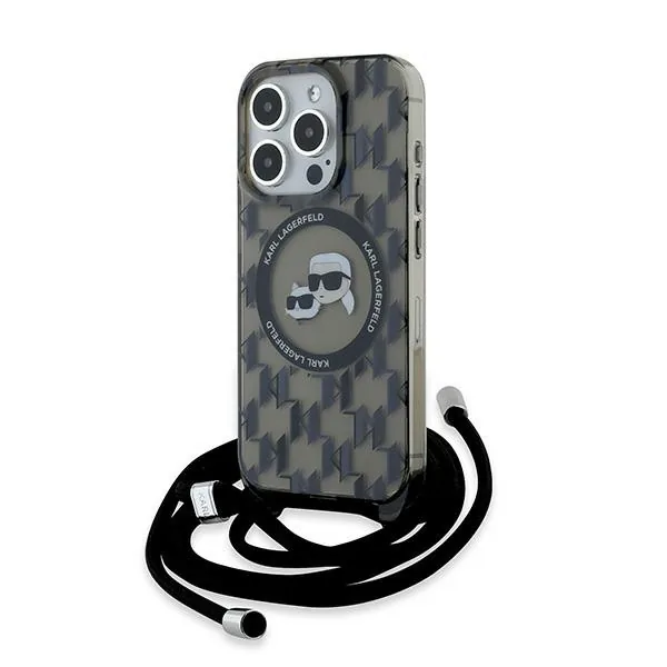 Kryt Karl Lagerfeld KLHMP15LHCKCKLCK Apple iPhone 15 Pro hardcase IML Crossbody Monogram Karl & Choupette Head MagSafe black