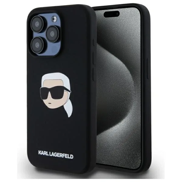 Kryt Karl Lagerfeld KLHMP15LSKHPPLK Apple iPhone 15 Pro hardcase Silicone Karl Head Print MagSafe black