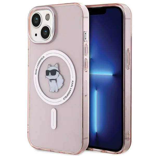 Kryt Karl Lagerfeld KLHMP15SHFCCNOP Apple iPhone 15 hardcase IML Choupette MagSafe pink