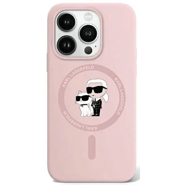 Kryt Karl Lagerfeld KLHMP15XSCMKCRHP Apple iPhone 15 Pro Max hardcase Silicone Karl & Choupette Ring MagSafe pink