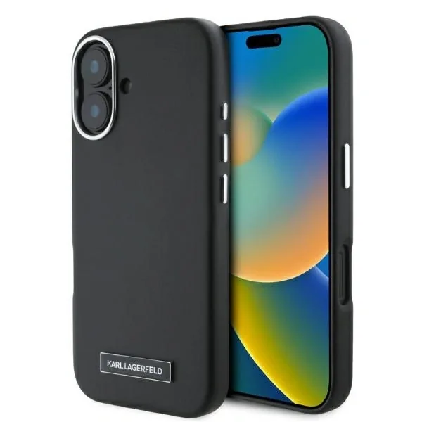 Kryt Karl Lagerfeld KLHMP16SPGMSRPK Apple iPhone 16 hardcase FW Metal Plate MagSafe black