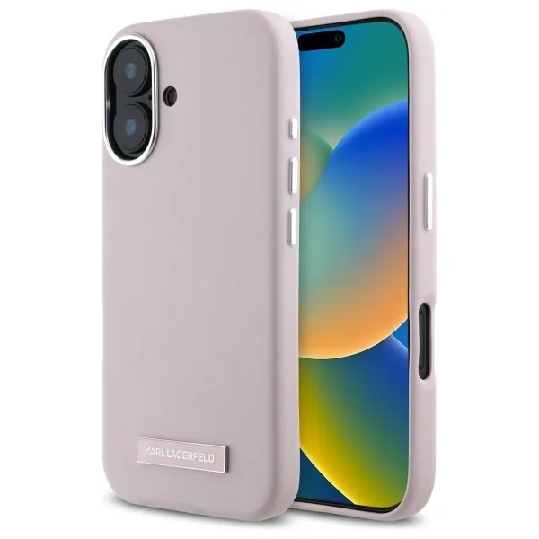 Kryt Karl Lagerfeld KLHMP16SPGMSRPP Apple iPhone 16 hardcase FW Metal Plate MagSafe pink