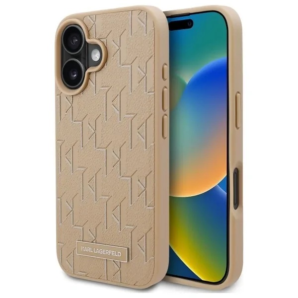 Kryt Karl Lagerfeld KLHMP16SPKHPORPE Apple iPhone 16 hardcase Hot Stamp Magsafe beige