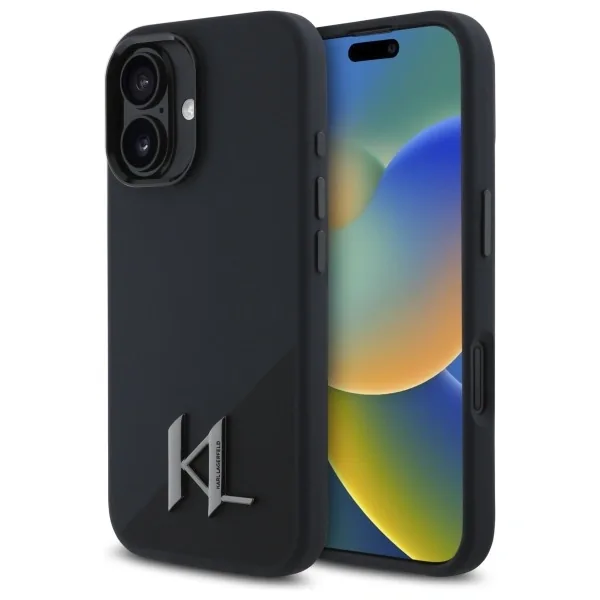 Kryt Karl Lagerfeld KLHMP16SSCMKMPCK Apple iPhone 16 hardcase Silicone Shadow Metal Initial MagSafe black
