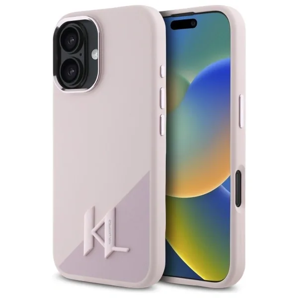 Kryt Karl Lagerfeld KLHMP16SSCMKMPCP Apple iPhone 16 hardcase Silicone Shadow Metal Initial MagSafe pink