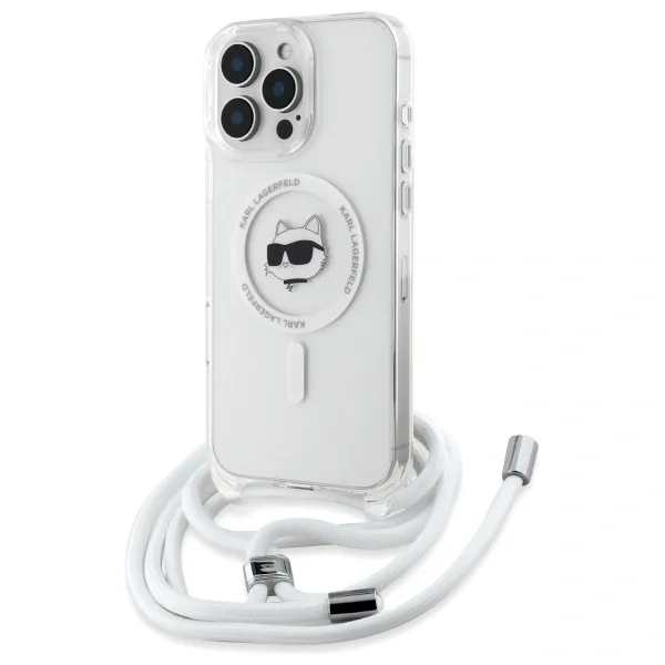 Kryt Karl Lagerfeld KLHMP16XHCCHNT Apple iPhone 16 Pro Max hardcase IML Choupette Head & Cord Magsafe transparent