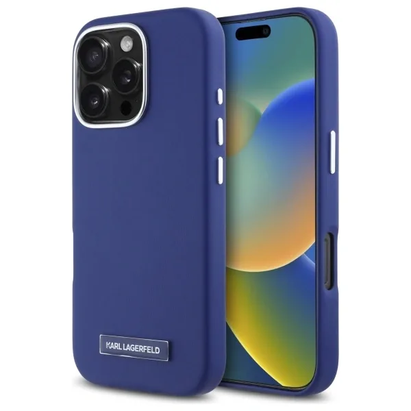 Kryt Karl Lagerfeld KLHMP16XPGMSRPB Apple iPhone 16 Pro Max hardcase FW Metal Plate MagSafe blue