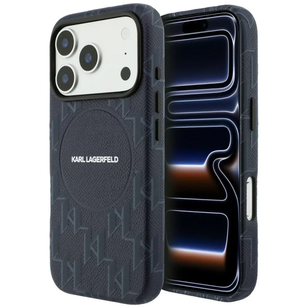 Kryt Karl Lagerfeld Monogram logo MagSafe Apple iPhone 17 Pro blue