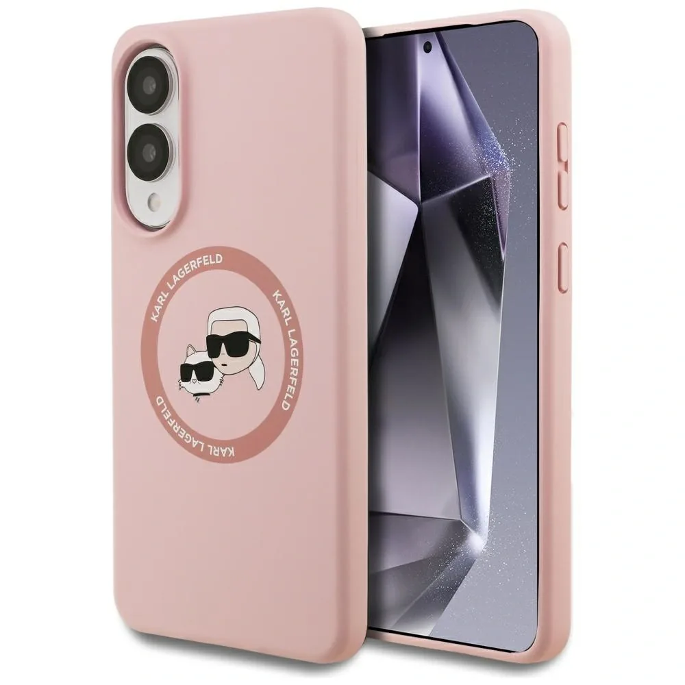 Kryt Karl Lagerfeld Silicone Double Heads And Circle MagSafe Samsung Galaxy S25 Edge pink