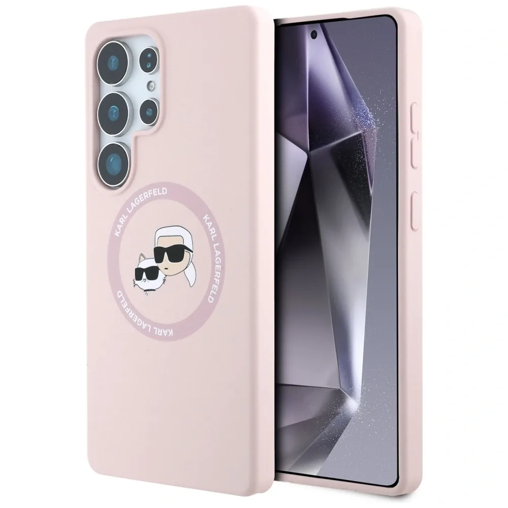 Kryt Karl Lagerfeld Silicone Double Heads And Circle MagSafe Samsung Galaxy S25 Ultra pink