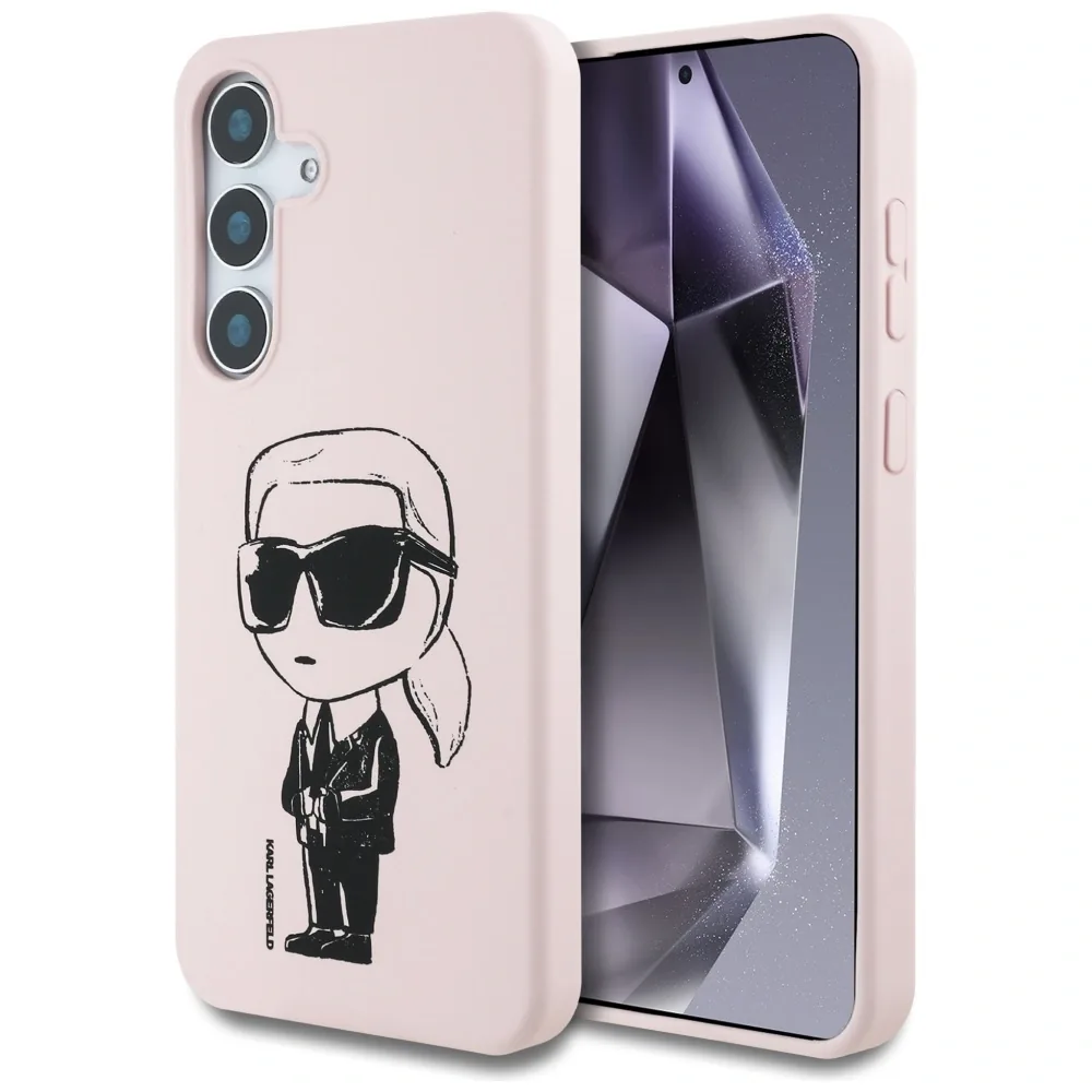 Kryt Karl Lagerfeld Silicone Graffiti Ikonik Printed Logo MagSafe Samsung Galaxy S25 pink