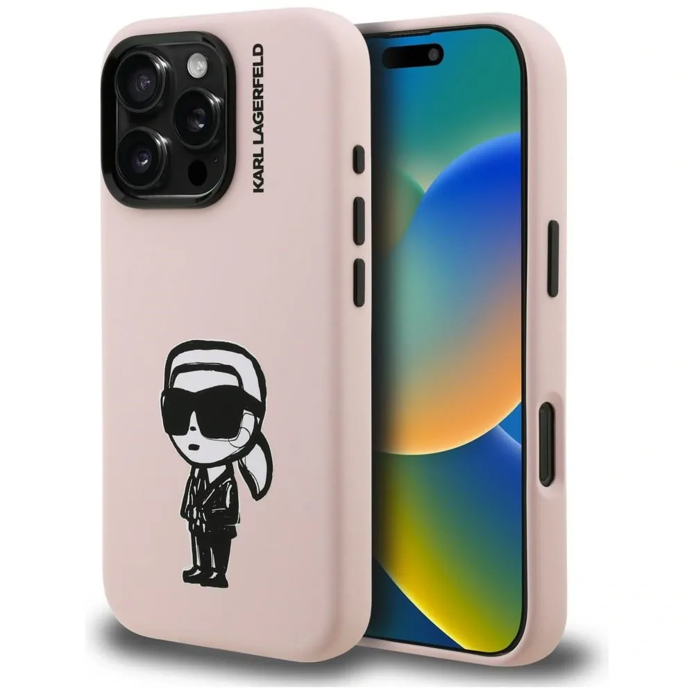 Kryt Karl Lagerfeld Silicone Karl Sketch MagSafe Apple iPhone 16 Pro pink