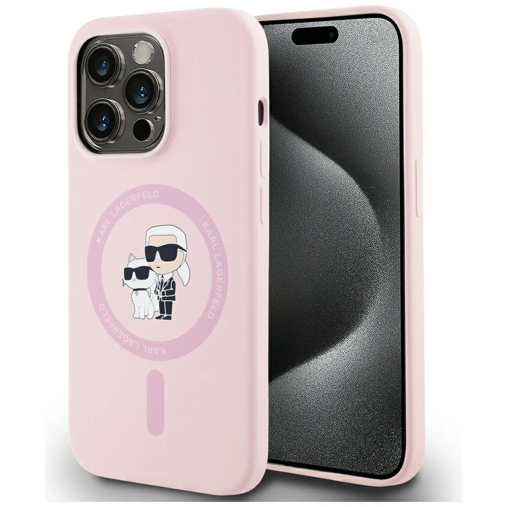 Kryt Karl Lagerfeld Silicone Karl&Choupette MagSafe Apple iPhone 14 Pro Max pink